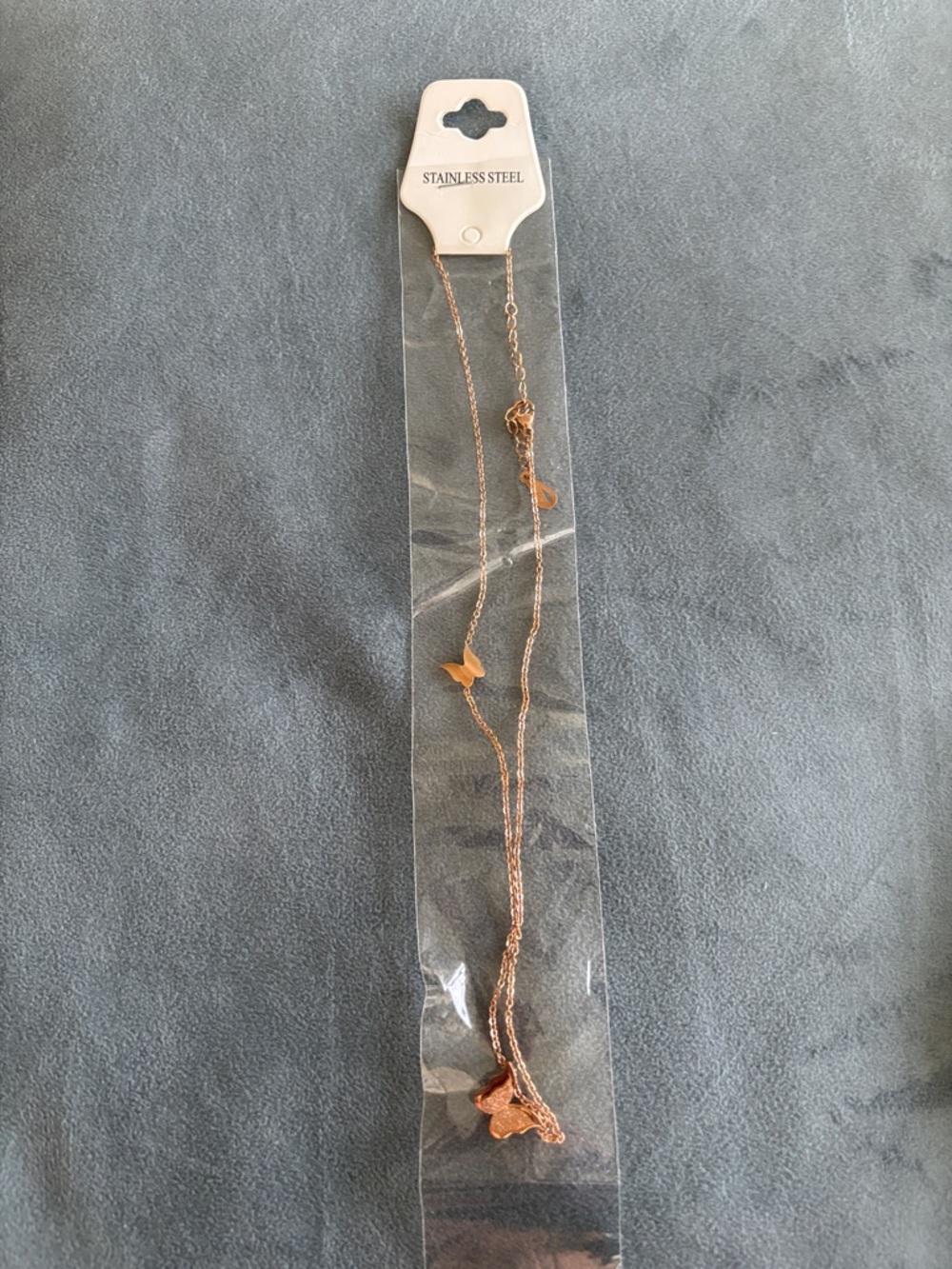Rose Gold Butterfly Pendant Necklace. Very Unique Sparkling